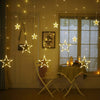 12 STARS CURTAIN LIGHT-Curtain String Lights, 2.5m 12 Stars 138 LED Window Curtain Lights Star Lights with 8 Flashing Modes Diwali Decoration String Lights for Christmas Wedding Party Home Garden, Warm White askddeal.com