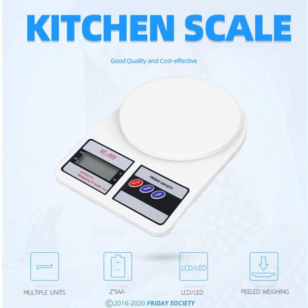 Electronic Digital Kitchen Scale weight Machine Multipurpose Digital Weighing Scale Backlit LCD Display for Measuring Food, Cake, Vegetable, Fruit (Max. capacity 10 Kg)