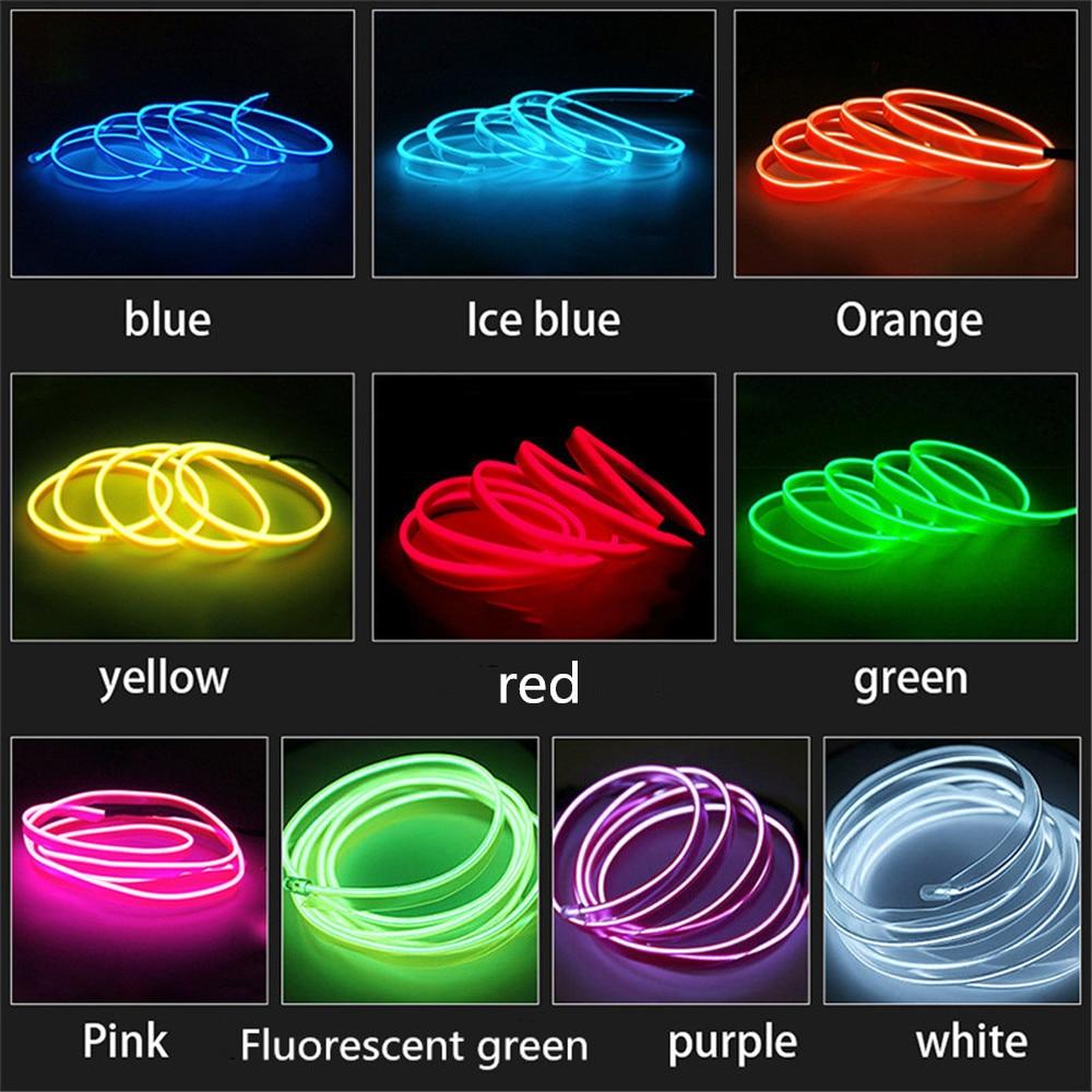 1M 3M 5M car EL Wire led strip Atmosphere light for DIY flexible AUTO interior Lamp Party decoration lights Neon strips 12V USB askddeal.com