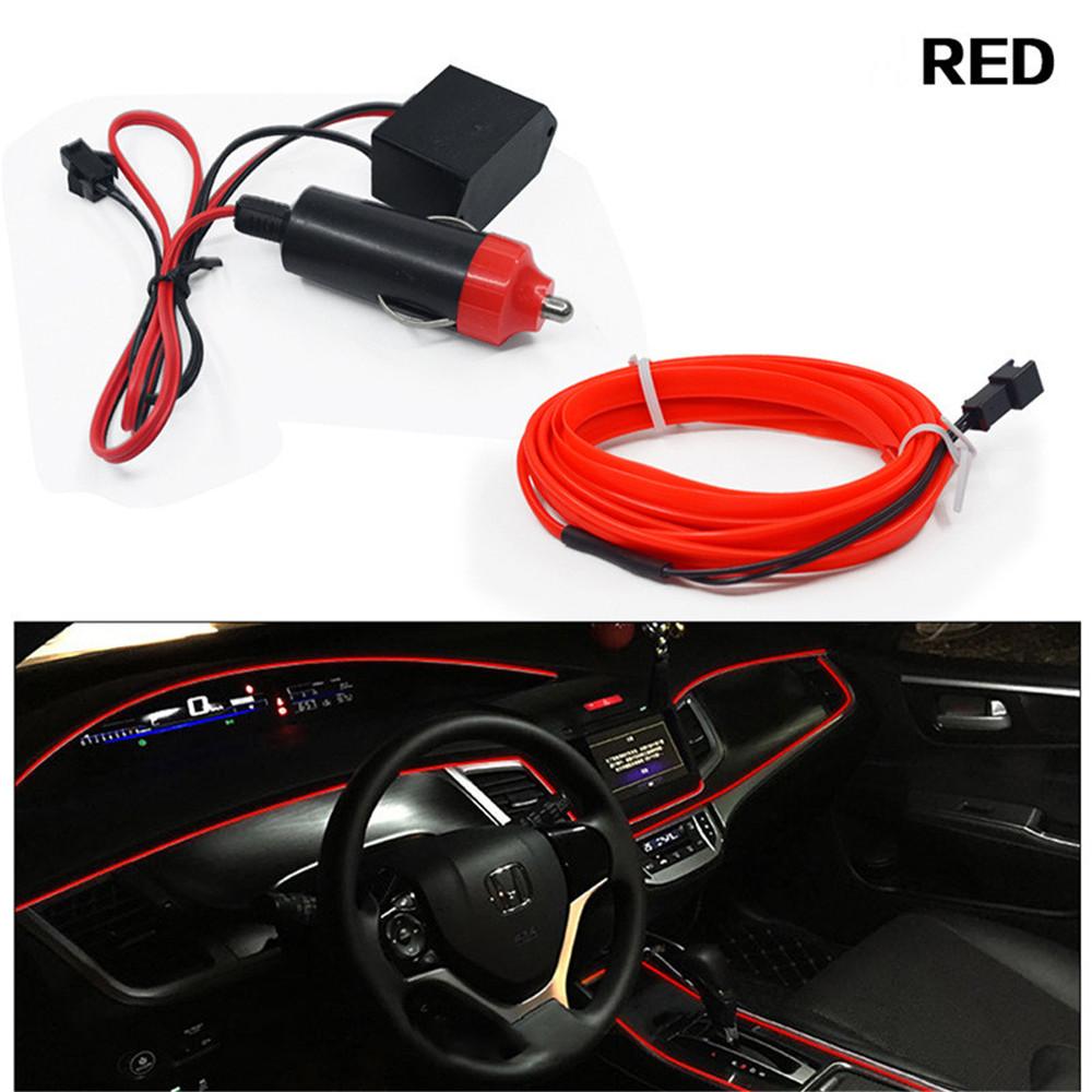 1M 3M 5M car EL Wire led strip Atmosphere light for DIY flexible AUTO interior Lamp Party decoration lights Neon strips 12V USB askddeal.com