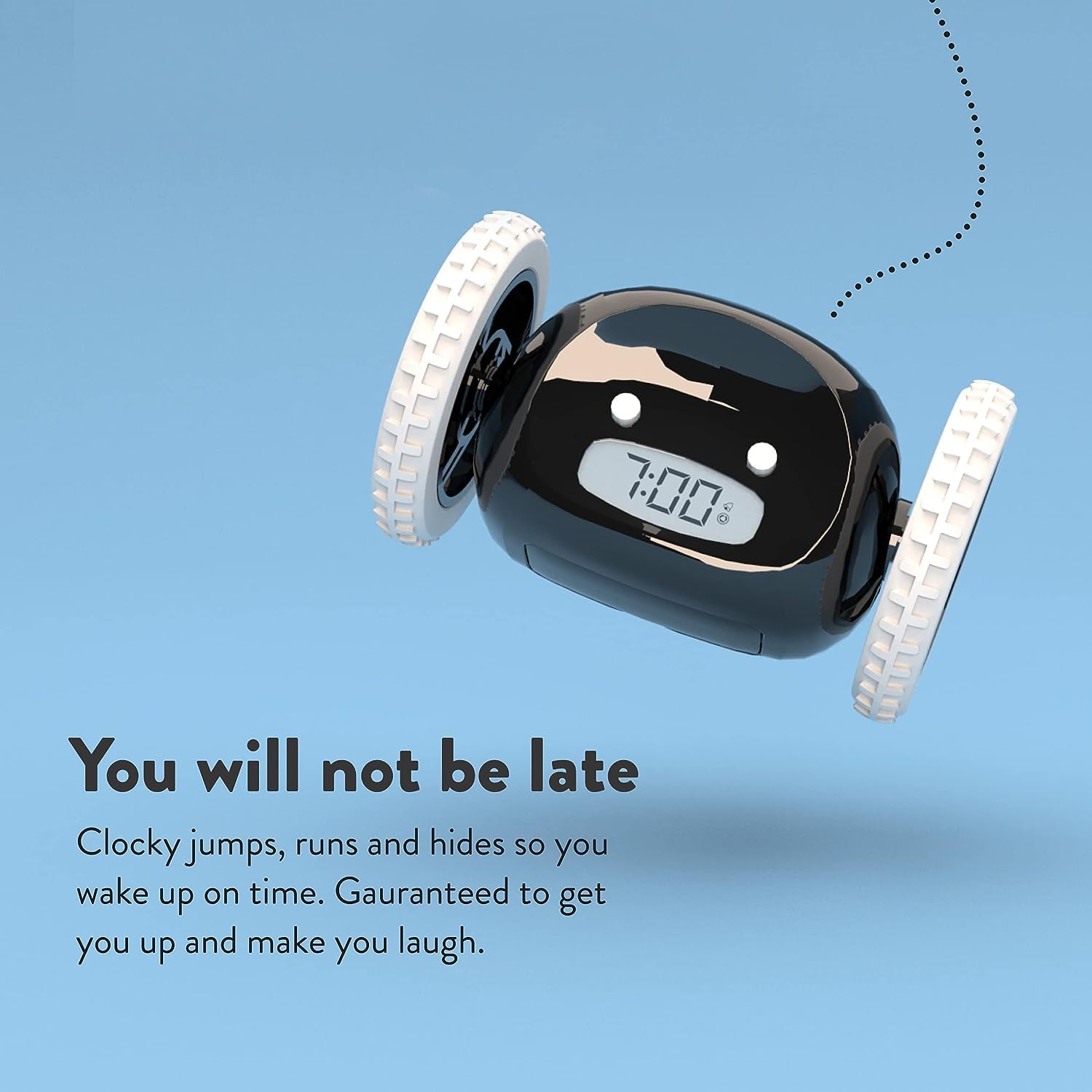 CLOCKY PVC Alarm Clock on Wheels