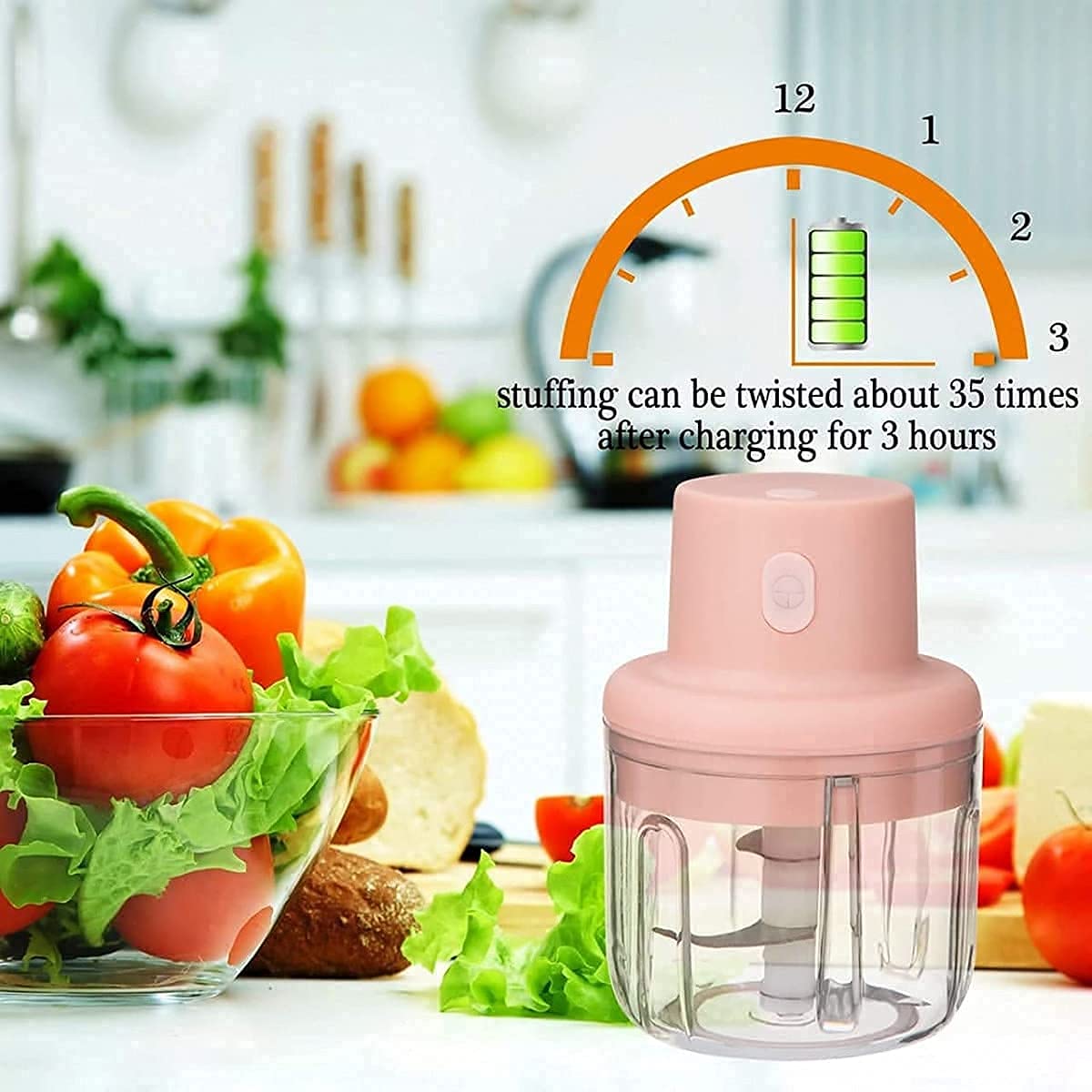 Electric Garlic/Ginger- Fruit-Vegetable Cutter -Meat Chopper- Food Supplement Machine Blender 250ml & 100ML - Chopper for Kitchen (Portable Garlic Crusher Machine (1Pcs)) (Copy) askddeal.com