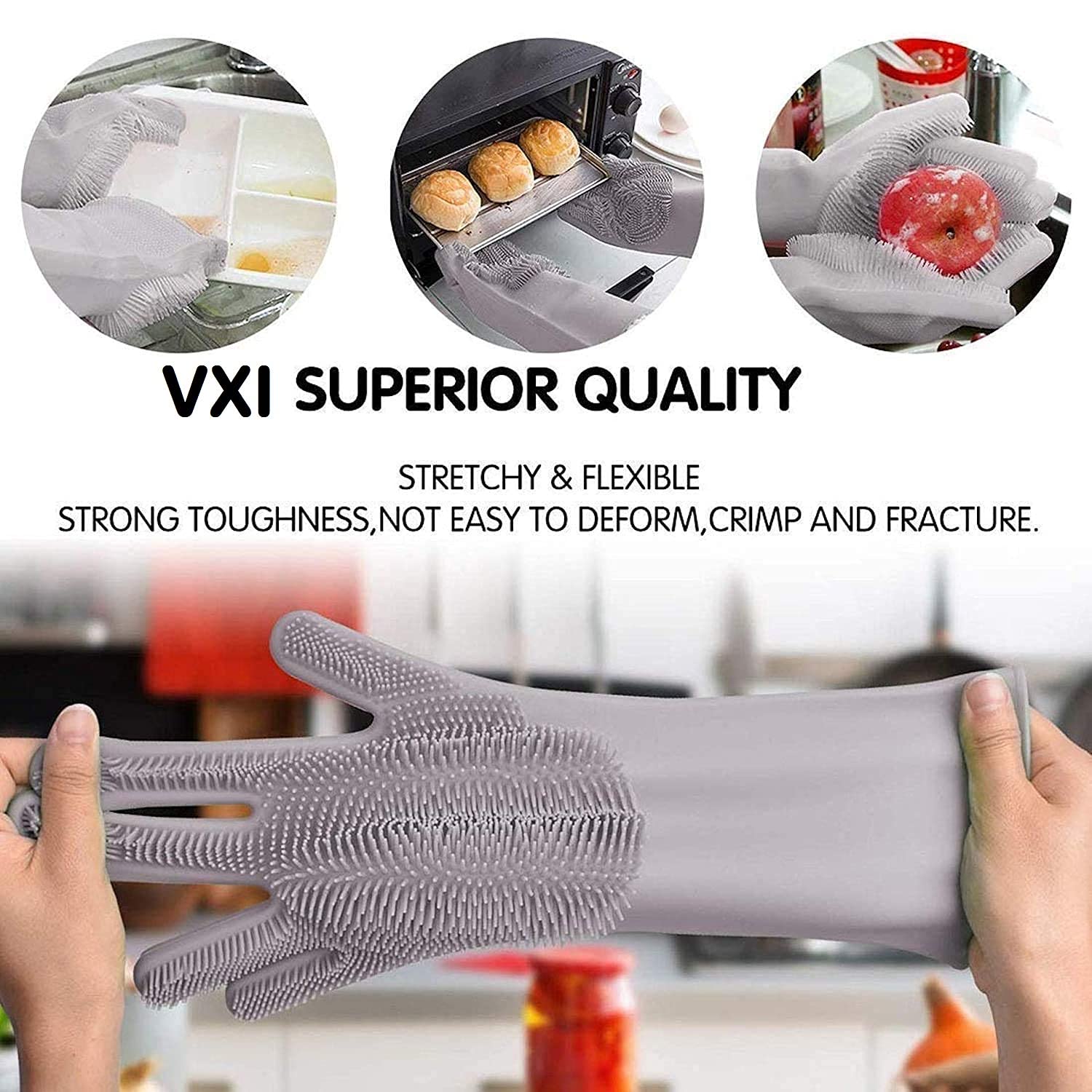 Magic Silicone Cleaning Dish Washing Gloves With Cleaning Brush(Multicolor), Kitchen Wash, Housekeeping Scrubbing Gloves askddeal.com